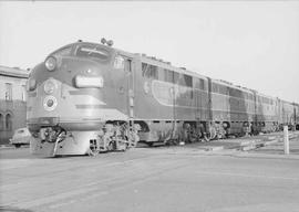 Northern Pacific diesel locomotive number 6506 at Auburn, Washington, in 1947.