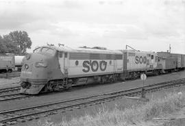 Soo Line Railroad Company diesel locomotive 214 at St Paul, Minnesota on June 20, 1973.