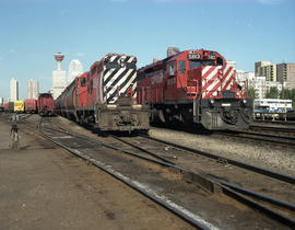 Canadian Pacific Railway rail yard at Calgary Yard, Alberta in August 1990.