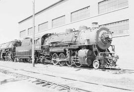 Northern Pacific steam locomotive 1829 at Livingston, Montana, in 1952.