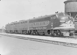 Northern Pacific diesel locomotive number 6506 at Missoula, Montana, in 1949.