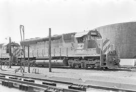 Burlington Northern diesel locomotive 6445 at Galesburg, Illinois in 1972.