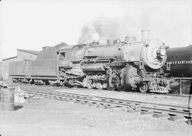 Northern Pacific steam locomotive 1807 at Mandan, North Dakota, in 1946.