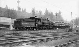 Pacific Coast Railroad freight train at Maple Valley, Washington in 1939.
