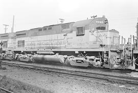 Burlington Northern diesel locomotive 4240 at Tacoma, Washington in 1971.