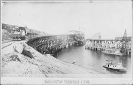 Northern Pacific coal bunkers at Tacoma, Washington, circa 1888.