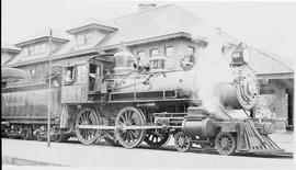 Northern Pacific steam locomotive 666 at Jamestown, North Dakota, circa 1928.