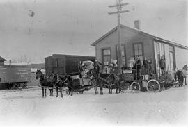 Chicago and North Western Transportation Company depot at Mitchell, South Dakota, circa 1890.