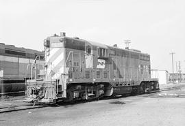 Burlington Northern diesel locomotive 1618 at Clyde, Illinois in 1972.