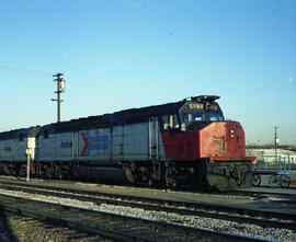 Amtrak diesel locomotive 627 at Oakland, California in October 1979.