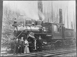 Cascade Timber Company Steam Locomotive Number 3 at Reliance, Washington, circa 1916.