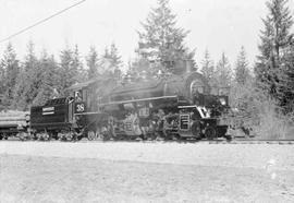 Rayonier Incorporated Steam Locomotive Number 38 at Hoquiam, Washington in March, 1962.