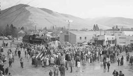 Northern Pacific steam locomotive 1356 at Missoula, Montana, in 1955.