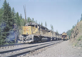 Union Pacific Railroad diesel locomotive number 3435 at Motanic, Oregon in 1986.