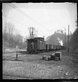 Pacific Coast Railroad caboose number 52 near Maple Valley, Washington in 1951.