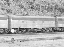 Burlington Northern diesel locomotive 9749 at Tacoma, Washington in 1971.