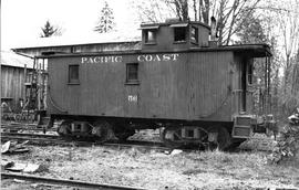 Pacific Coast Railroad caboose number 56 at Black Diamond, Washington, circa 1950.