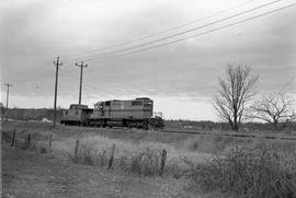 British Columbia Hydro Railway diesel locomotive 384 near Sumas, British Columbia on February 05,...