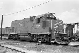 Missouri Pacific Railroad diesel locomotive 1604 at Alexandria, Louisiana on June 22, 1978.