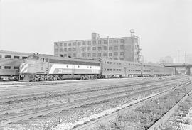 Burlington Northern diesel locomotive 9940 at Chicago, Illinois in 1972.