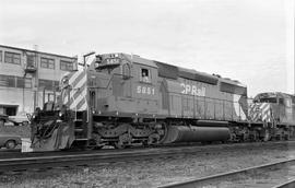 Canadian Pacific Railway diesel locomotive CP 5851 at Mission City,British Columbia in 1976.