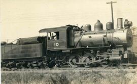 Great Northern Railway steam locomotive 10 in Washington State, undated.