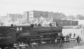 Northern Pacific steam locomotive 1356 at Missoula, Montana, in 1955.