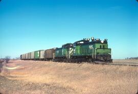 Burlington Northern Diesel Locomotives Number 995 and Number 993 West of Milnor, North Dakota In ...