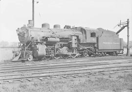 Northern Pacific steam locomotive 1908 at Laurel, Montana, in 1949.