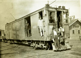 Puget Sound Electric Railway electric locomotive 601 at Tacoma, Washington, circa 1907.