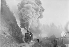 Northern Pacific steam locomotive 338 at Elma, Washington.