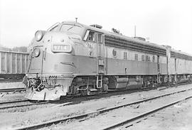 Burlington Northern diesel locomotive 9714 at Seattle, Washington in 1971.