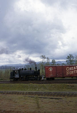 Peninsula Terminal Company steam locomotive 104 at North Portland, Oregon in 1963.