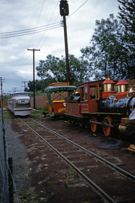 Portland Zoo Railway passenger cars at North Portland, Oregon in 1959.