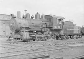 Northern Pacific steam locomotive 1161 at Northtown, Minnesota, in 1950.