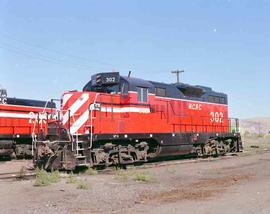 Washington Central Railroad Diesel Locomotive Number 302 at Yakima, Washington in August 1987.