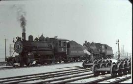 Pacific Coast Railroad steam locomotives number 15 and 14 at Auburn, Washington in 1950.