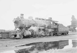 Northern Pacific steam locomotive 1627 at Laurel, Montana, in 1954.