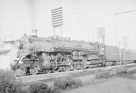 Northern Pacific steam locomotive 2602 at Puyallup, Washington, in 1954.