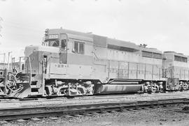 Burlington Northern diesel locomotive 2210 at Tacoma, Washington in 1972.