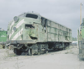 Burlington Northern diesel locomotive 726 at Auburn, Washington in 1980.