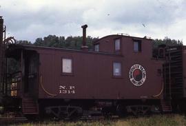 Northern Pacific wood caboose 1314 at Sumas, Washington, in 1968.