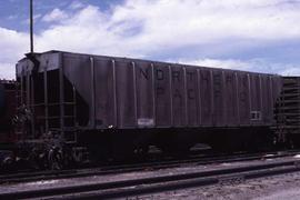 Northern Pacific hopper car number 76737 at Albuquerque, New Mexico, in 1979.