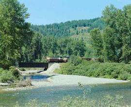 St. Maries River Railroad Diesel Locomotives Number 501 and 502 at Avery, Idaho in July 1981.