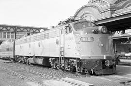 Amtrak diesel locomotive 418 at Tacoma, Washington on June 14, 1973.