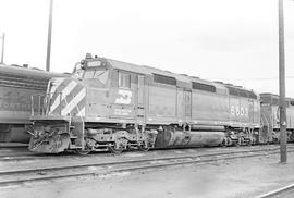 Burlington Northern diesel locomotive 6603 at Pasco, Washington in 1976.