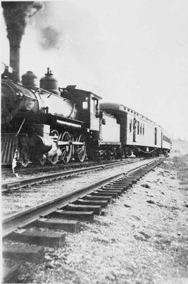 Northern Pacific passenger train in Washington State, circa 1920.