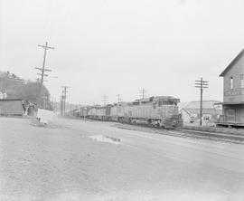 Union Pacific Railroad diesel locomotive number 840 at Tacoma, Washington in 1970.