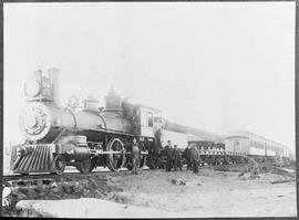 Northern Pacific steam locomotive 766 at Ocosta, Washington, in 1902.