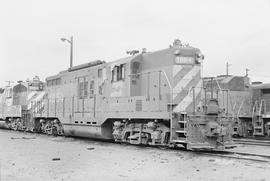 Burlington Northern diesel locomotive 1864 in 1976.